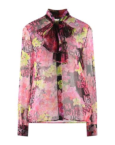 versace fuchsia flower print blouse|VERSACE .